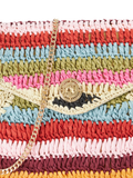 Dune London Essentials multicoloured raffia clutch bag with stripe, UK version