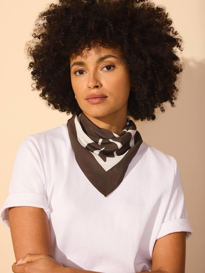 Mint Velvet brown print square scarf 70cm - British product