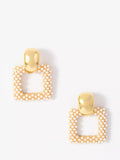 Mint Velvet square drop pearl earrings gold toned, UK version
