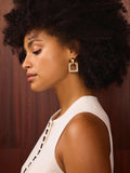 Mint Velvet square drop pearl earrings gold toned, UK version