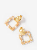 Mint Velvet square drop pearl earrings gold toned, UK version