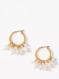 Mint Velvet mini hoop earrings gold pearl drops 3cm, imported from the UK