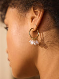 Mint Velvet mini hoop earrings gold pearl drops 3cm, imported from the UK