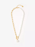 Mint Velvet pearl drop necklace gold white, imported from the UK
