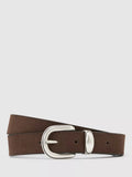 Reiss Jonny Suede Western Belt, Chocolate Brown, 28R