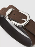 Reiss suede western belt chocolate brown, imported from the UK