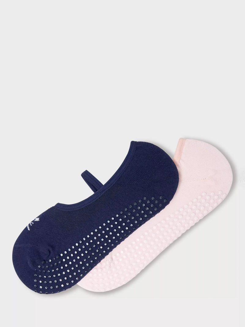 Crew Clothing pilates socks pack of two navy pink, UK version