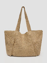 John Lewis HUSH Aster Raffia Panel Tote Bag Natural- Buy online at McGrocer