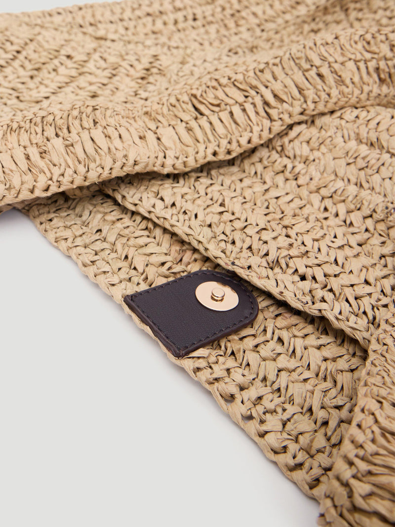 HUSH Aster Raffia Panel Tote Bag Natural, imported from the UK