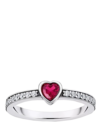 John Lewis THOMAS SABO Crystal Heart Ring Silver/Red- Buy online at McGrocer
