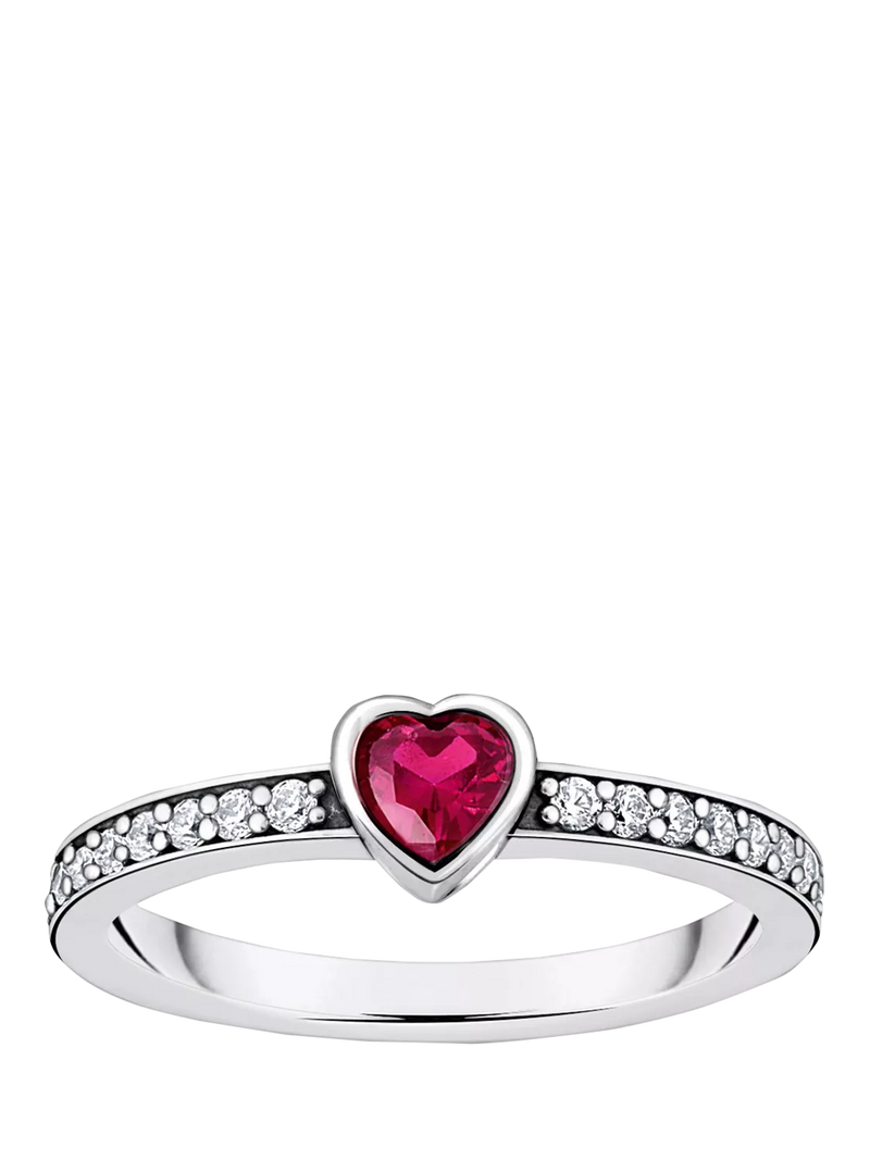 THOMAS SABO crystal heart ring silver red 5mm, imported from the UK