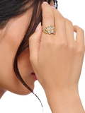 Thomas Sabo Crystal Flower gold cocktail ring, imported from the UK