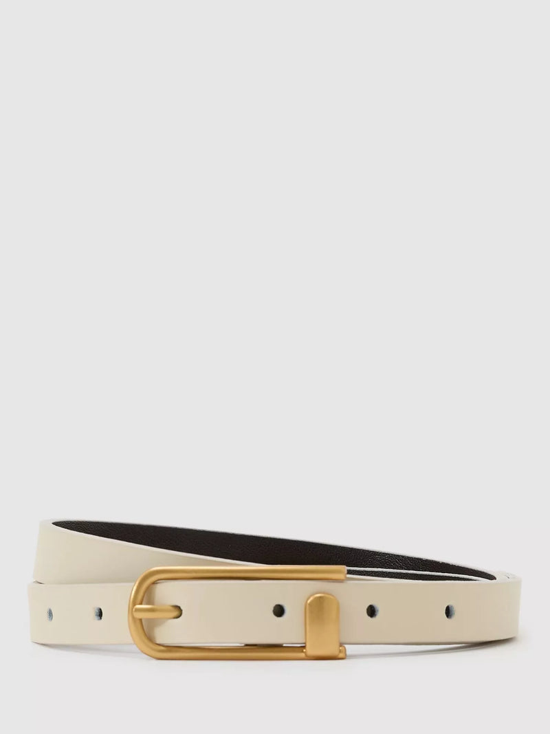 Reiss Iris Mini leather belt Stone 71cm, UK version