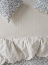 John Lewis Piglet in Bed Folks Linen-Cotton Stripe Fitted Sheet, Dusk Blue, Single- Buy online at McGrocer