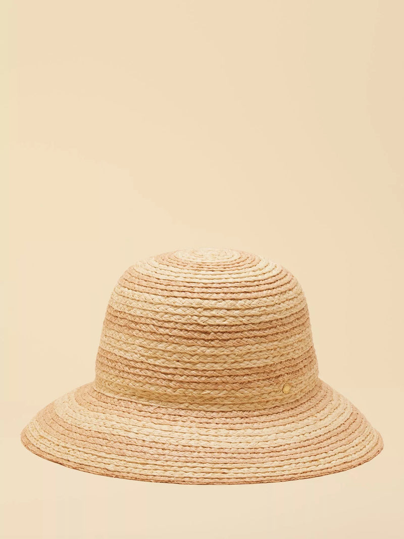 Joules stripe raffia cloche hat neutral - British product