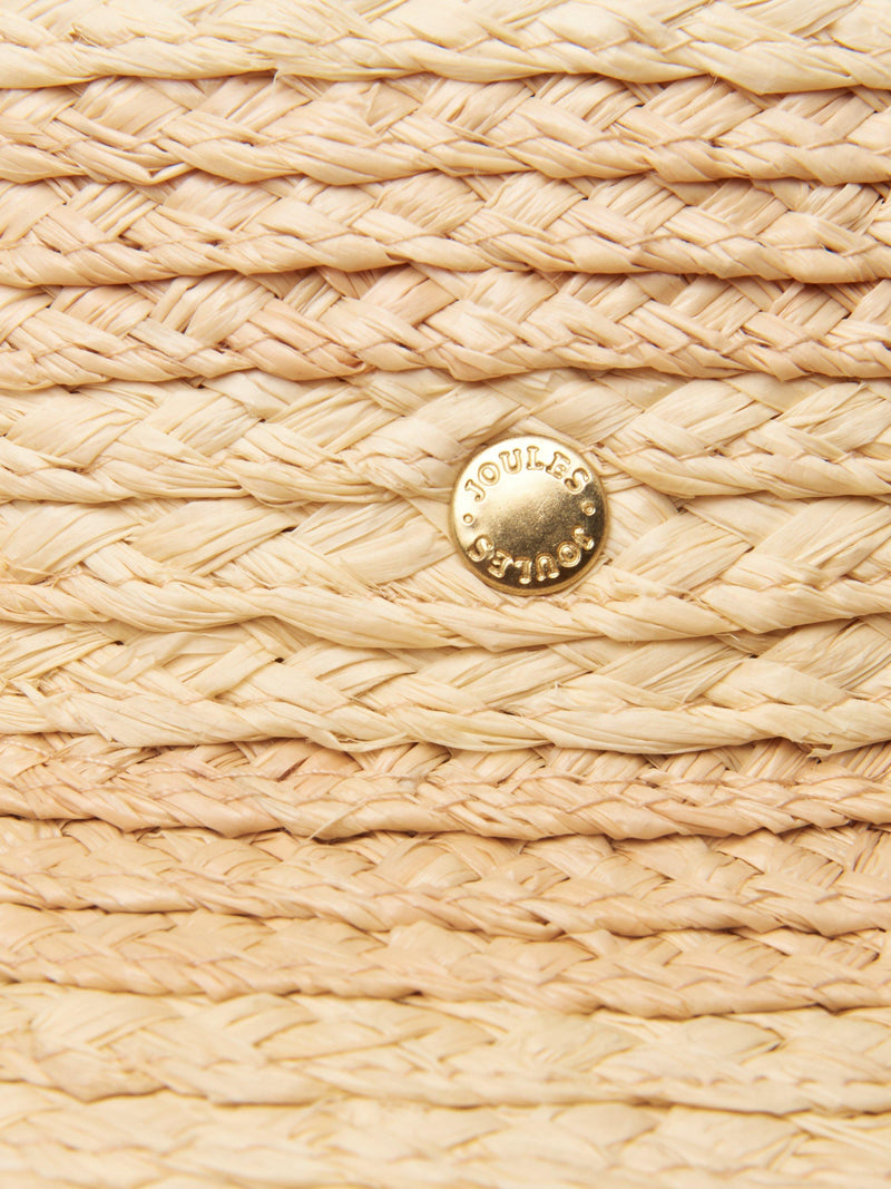 Joules stripe raffia cloche hat neutral - British product