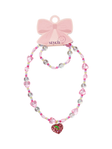 John Lewis Stych Kids' Beaded Heart Necklace and Bracelet Set, Pink- Buy online at McGrocer