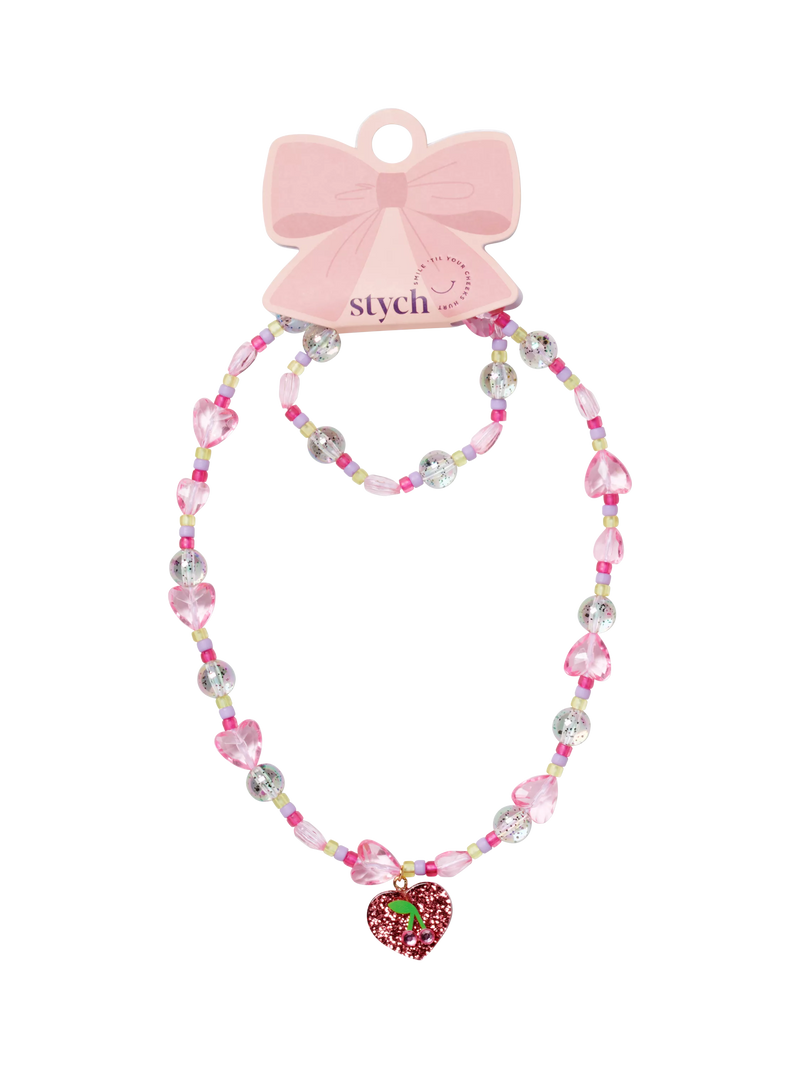Stych kids beaded heart necklace and bracelet set - British product