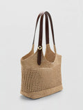 Mango Woven Adjustable Shoulder Strap Bag, Beige, One Size