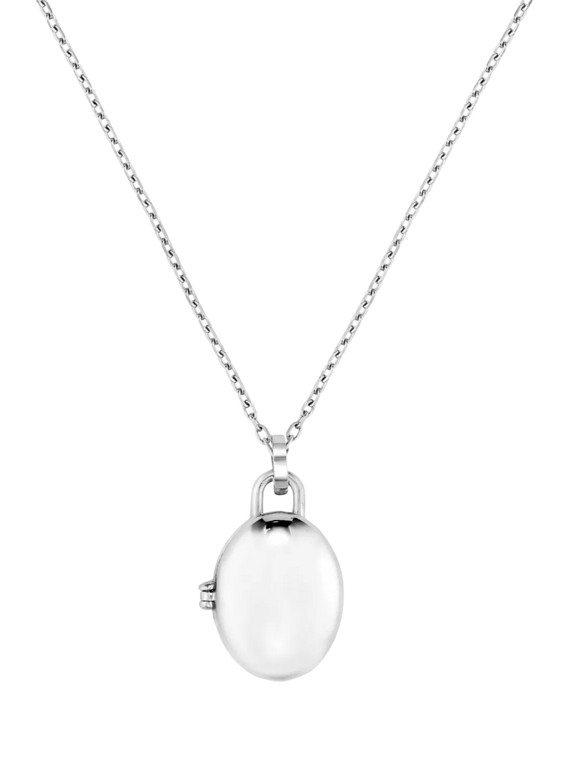 Orelia Waterproof LUXE Oval Locket Necklace, Silver