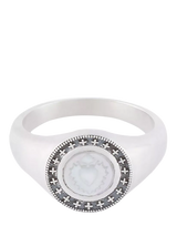 John Lewis Serge DeNimes Sterling Silver Ambrose Ring with Sacred Heart Motif - 18mm Diameter- Buy online at McGrocer