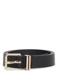 Tommy Hilfiger black leather belt with square buckle, imported from the UK