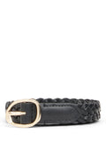 Tommy Hilfiger black braided leather belt sculpted buckle (British brand)