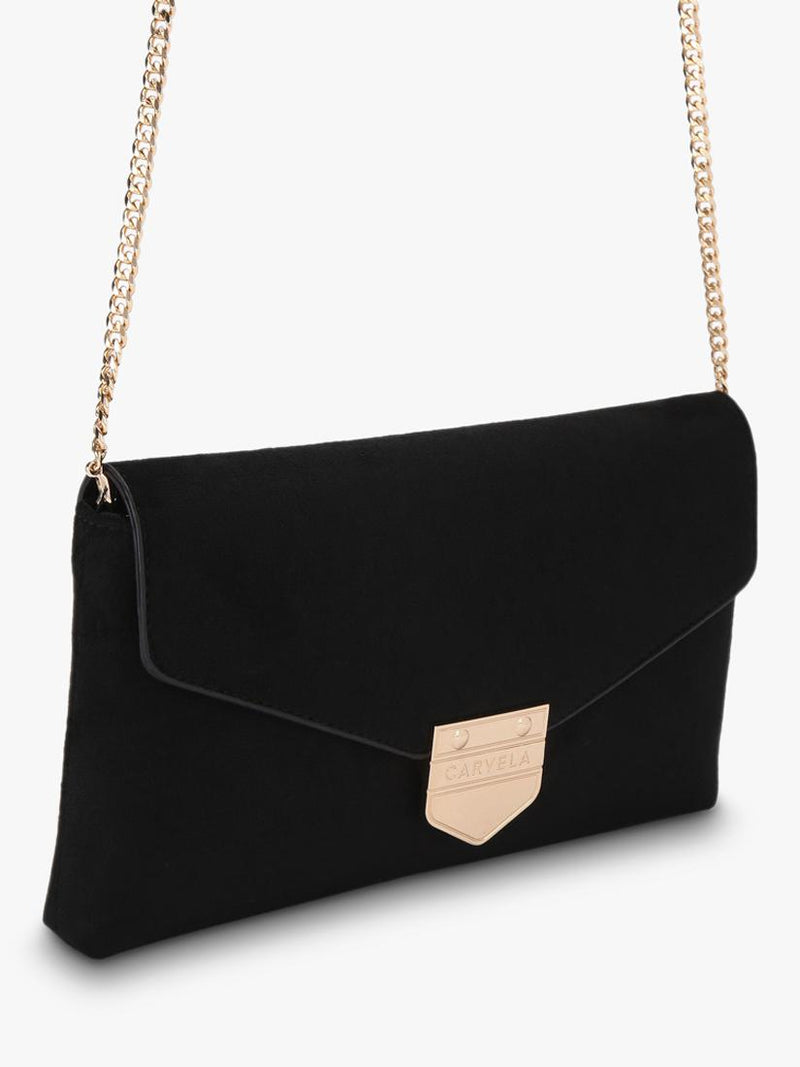 Carvela Maria envelope clutch bag in black, imported from the UK