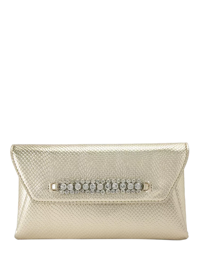 John Lewis Carvela Lusso Embellished Clutch Bag, Gold- Buy online at McGrocer