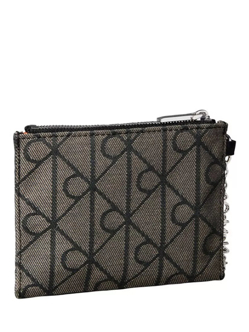 Calvin Klein jacquard script logo pouch charm multi, imported from the UK