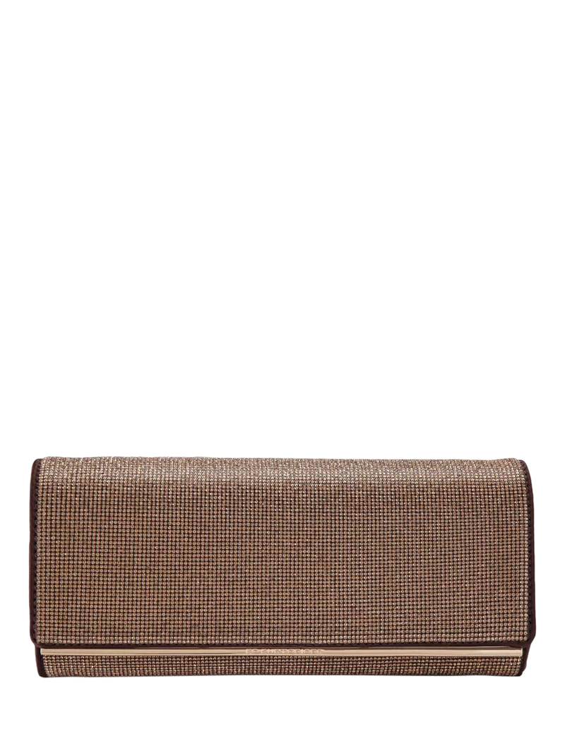 KG Kurt Geiger Baily clutch bag brown canvas, imported from the UK