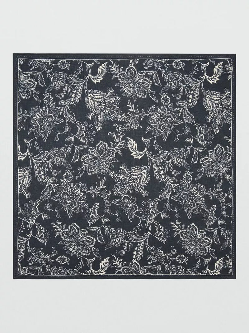 Mango floral scarf black 60cm, imported from the UK