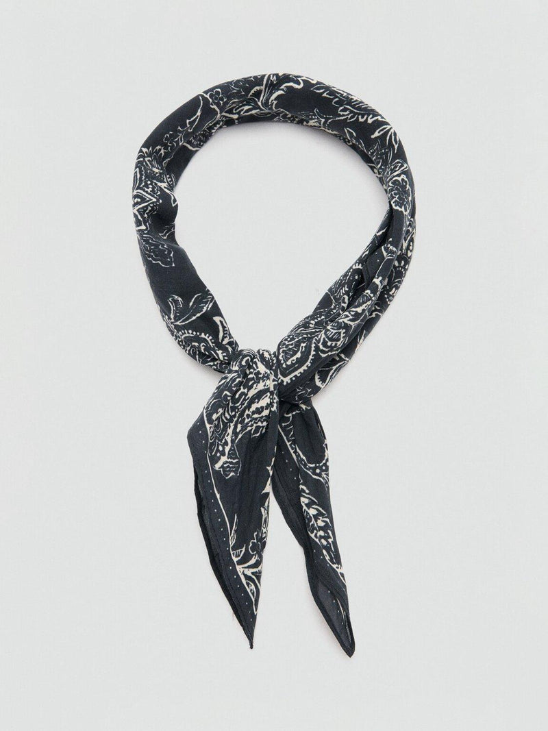 Mango floral scarf black 60cm, imported from the UK