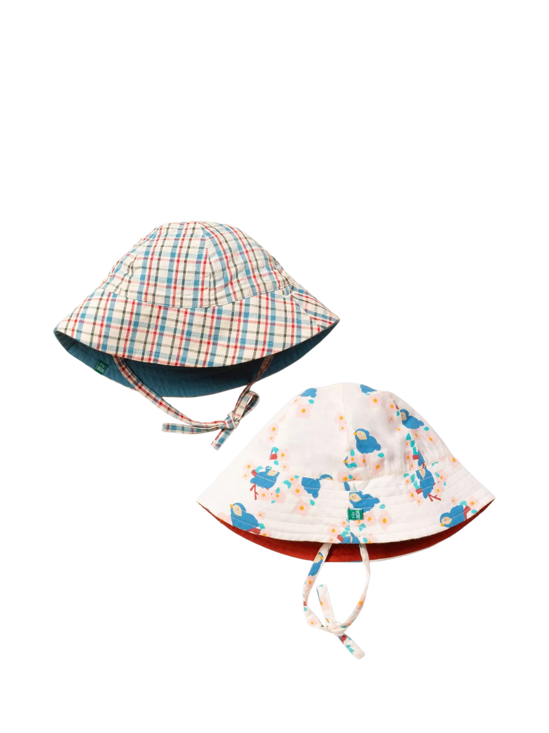 Little Green Radicals kids reversible printed sun hats pack of 2 (British brand)