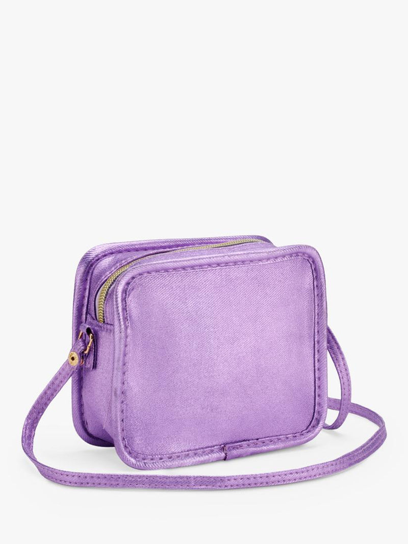 Stych kids crossbody bag in purple with teddy and heart pattern (British brand)