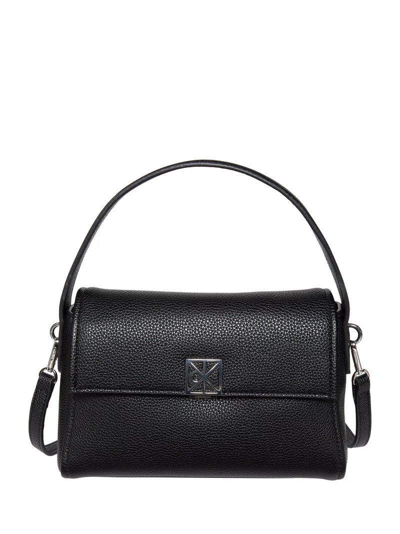 Calvin Klein Emblem grab bag black faux leather (British brand)