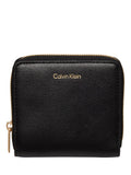 Calvin Klein black zip around wallet in saffiano faux leather, imported from the UK