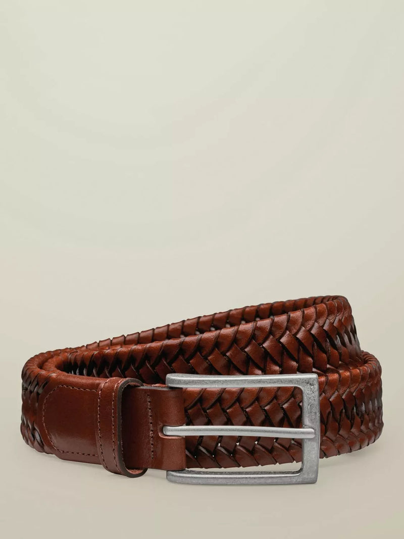 Charles Tyrwhitt woven leather stretch belt in tan, UK version