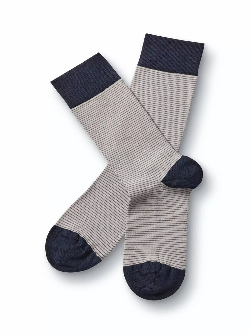 Charles Tyrwhitt Cotton Rich Stripe Design Socks, Grey/Black, M