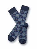 Charles Tyrwhitt argyle cotton rich crew socks denim blue (British brand)