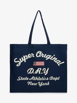 John Lewis Superdry Graphic Cotton Tote Bag, Navy/Off White- Buy online at McGrocer