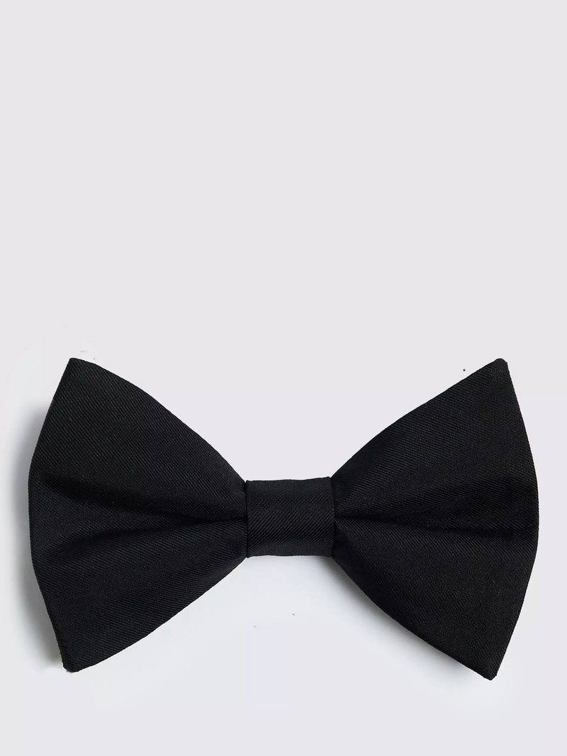 Moss black silk bow tie for formal wear, UK version