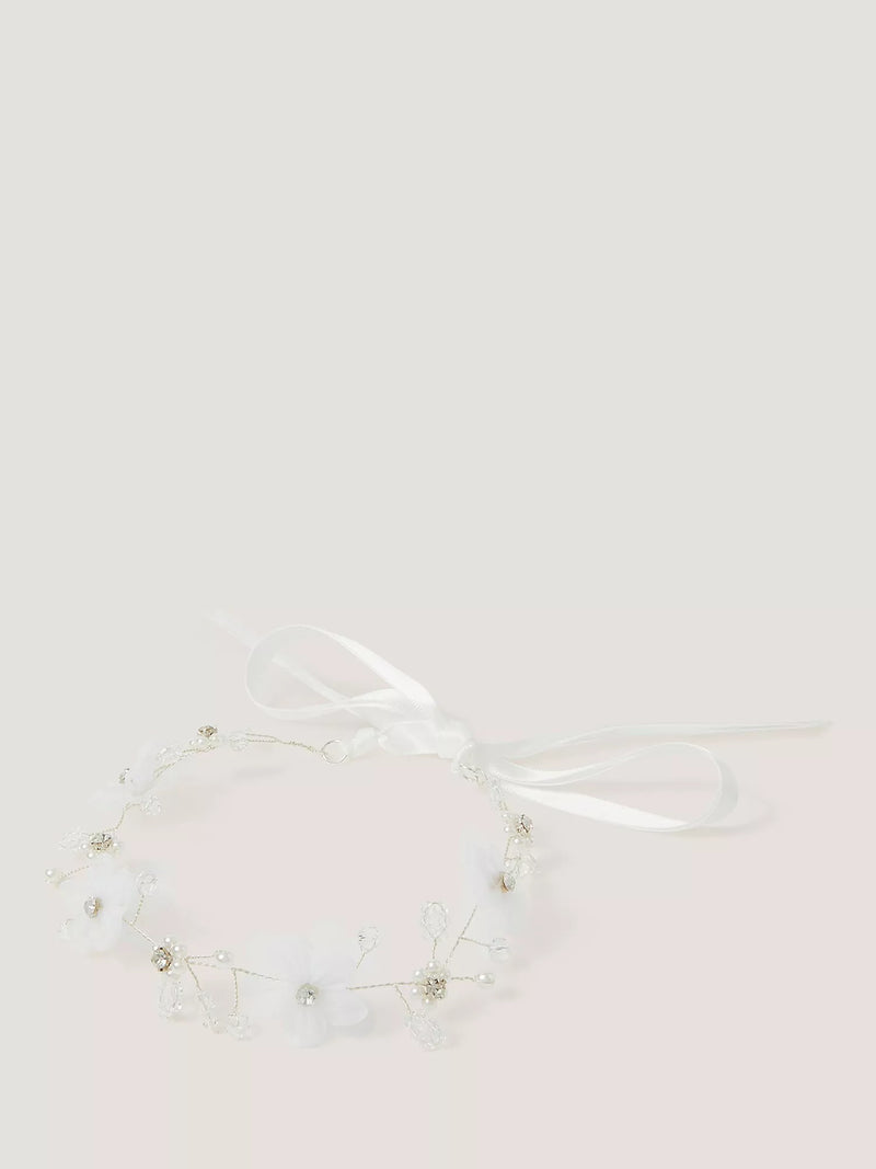 Monsoon kids flower hair garland silver - British product