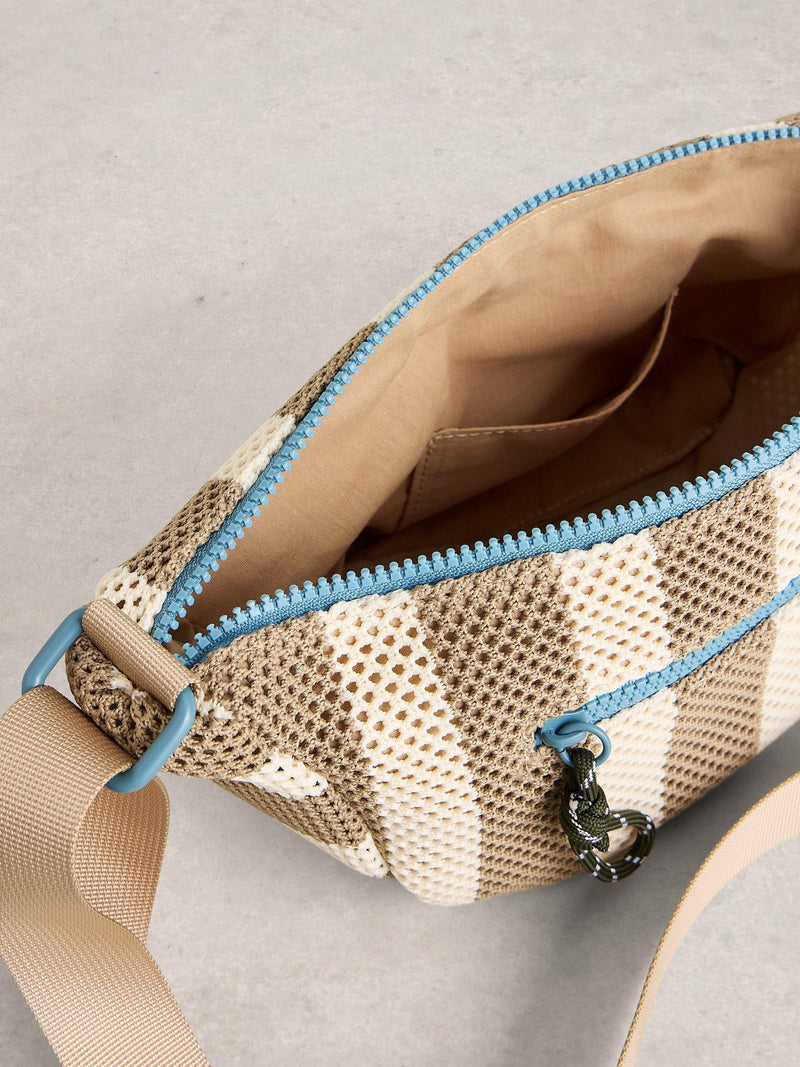 White Stuff Meadow Stripe crossbody bag natural, imported from the UK