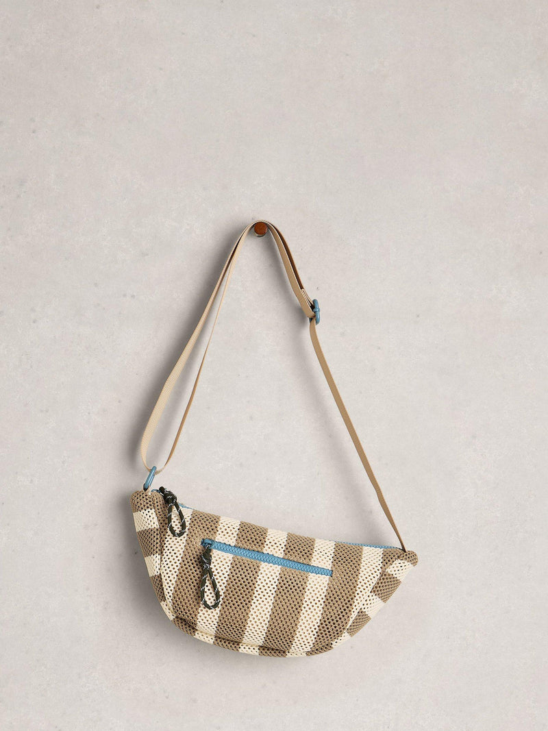 White Stuff Meadow Stripe crossbody bag natural, imported from the UK