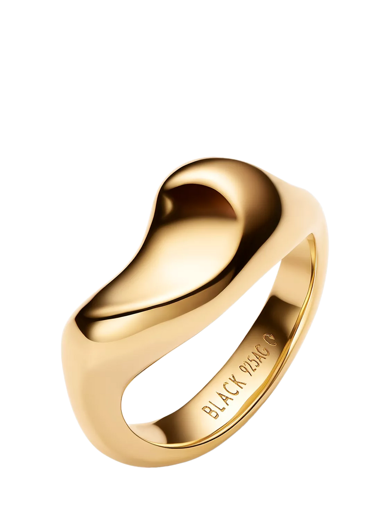 Maria Black gold-plated saddle ring recycled sterling silver - British product