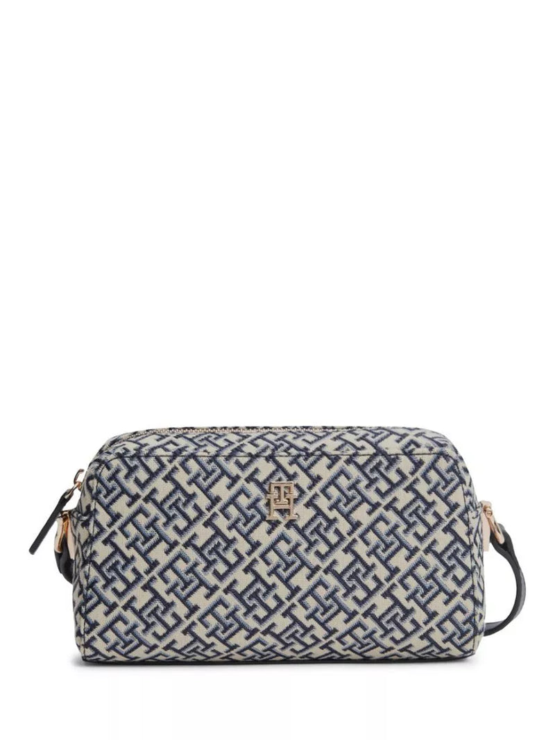 Tommy Hilfiger Ace Monogram camera bag in navy blue, UK version