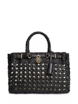 John Lewis Tommy Hilfiger American Icon Mini Leather Braided Handbag, Black- Buy online at McGrocer