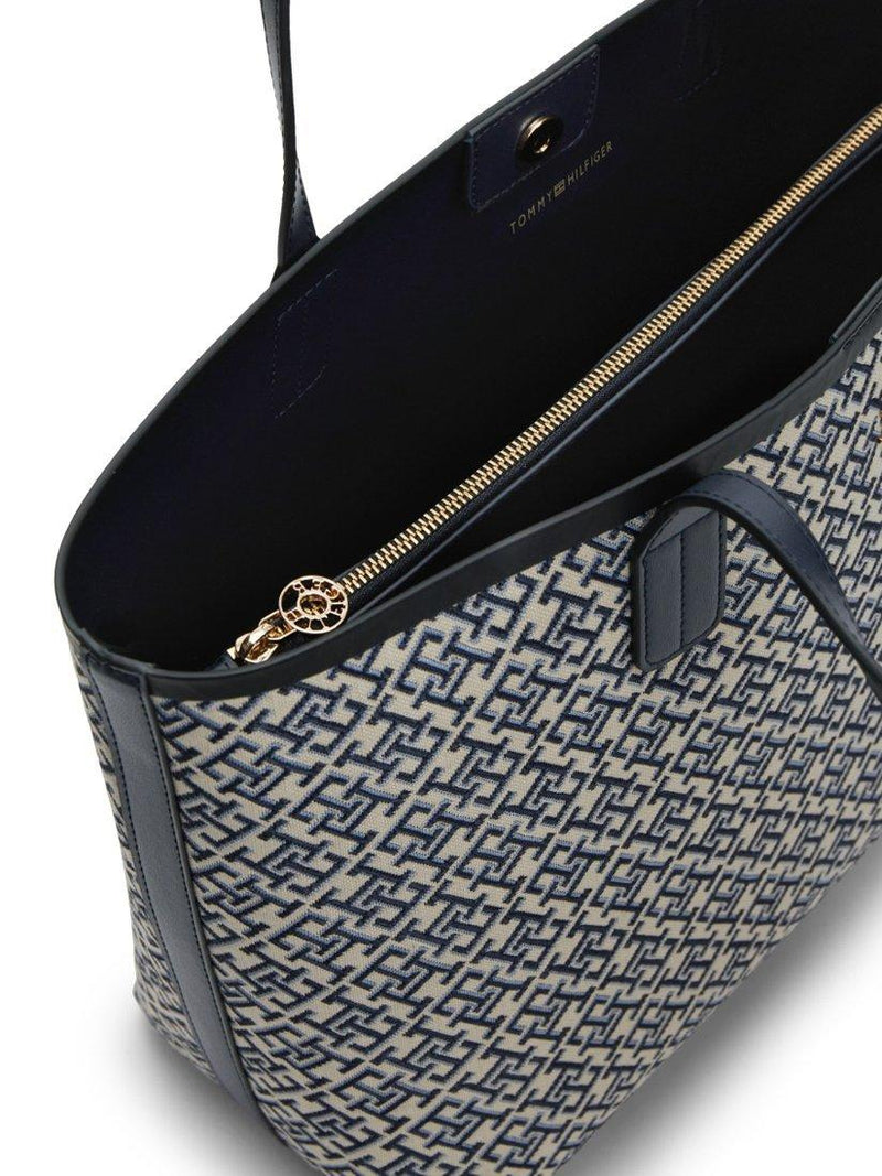Tommy Hilfiger jacquard monogram tote bag navy blue (British brand)