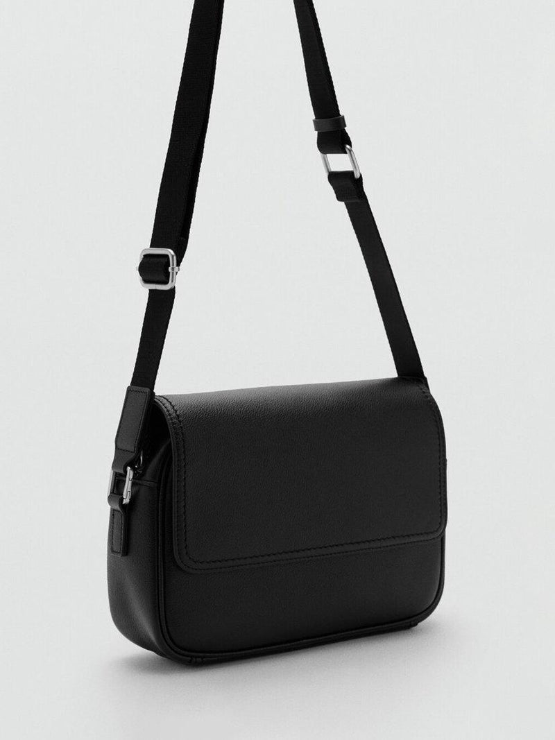Mango crossbody leather satchel black small - British product